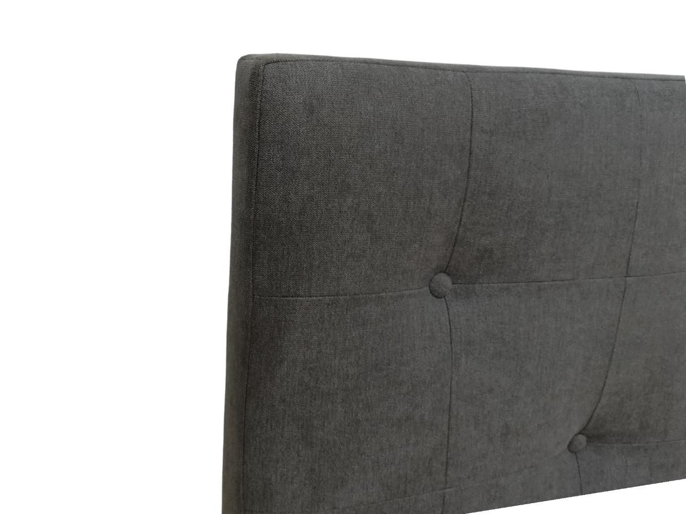 Cama Doble Imperial, Gris Oscuro, Madera roble tapizada - Image 6