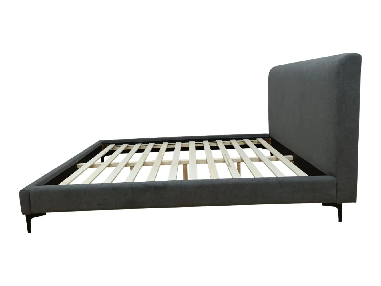 Cama Doble Prisma, Gris Oscuro, Madera roble tapizada - Image 5