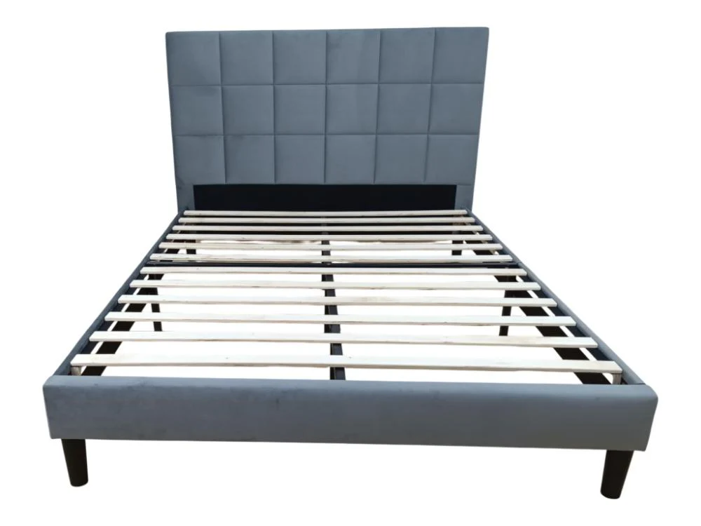 Cama Doble Vertex, Gris Oscuro, Madera roble tapizada - Image 3