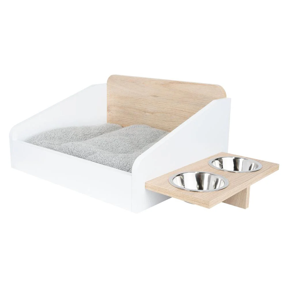 Cama para Mascotas + Comedero Sammy, Beige y Blanco - Image 3
