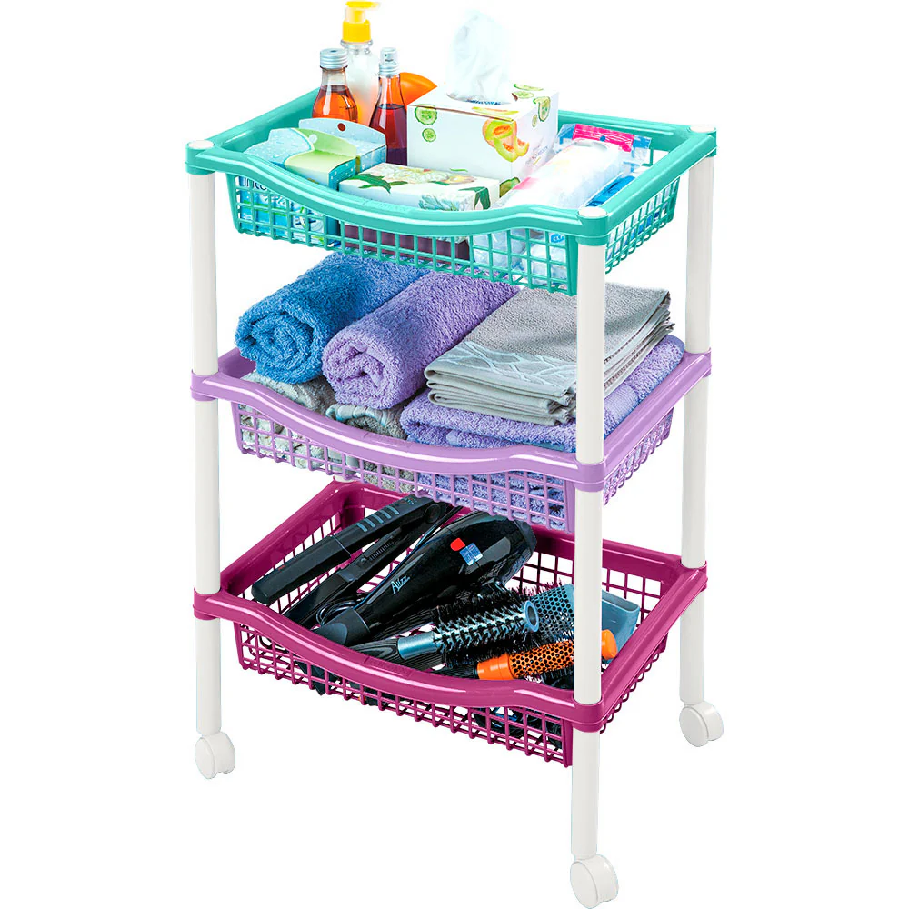 Canasta móvil rectangular de 3 niveles glam marca Rimax - Image 2