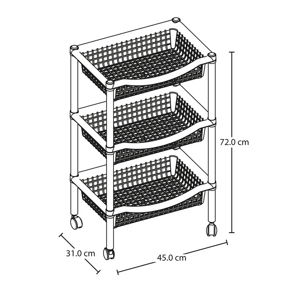 Canasta móvil rectangular de 3 niveles glam marca Rimax - Image 4