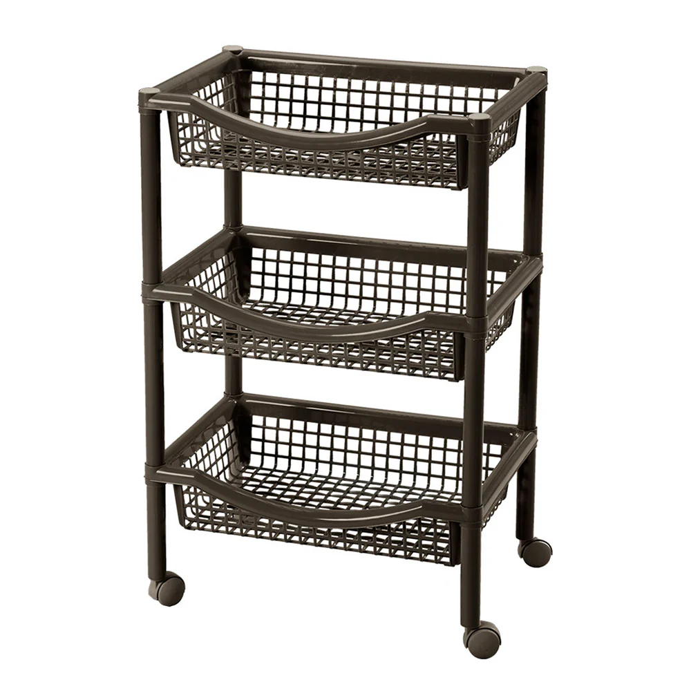 Canasta móvil rectangular de 3 niveles wengue marca Rimax - Image 3