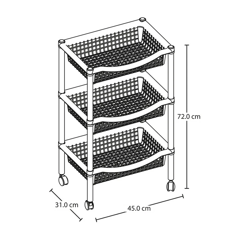 Canasta móvil rectangular de 3 niveles wengue marca Rimax - Image 4