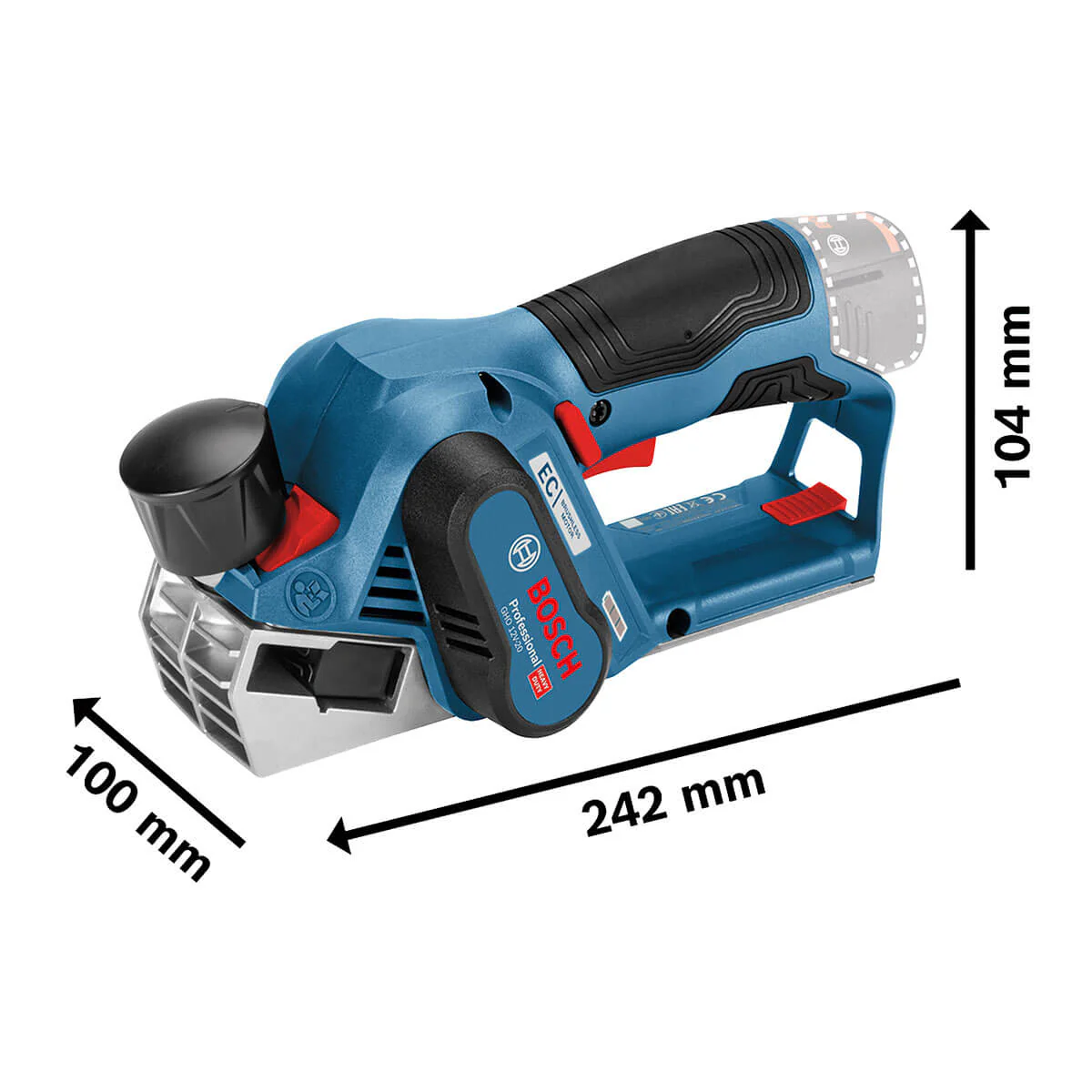 Cepillo inalámbrico 12VGHO 12V-20 Brushless + Kit 2 Baterías 12V 2 Ah + Cargador de batería GAL12V-20 Marca Bosch - Image 8