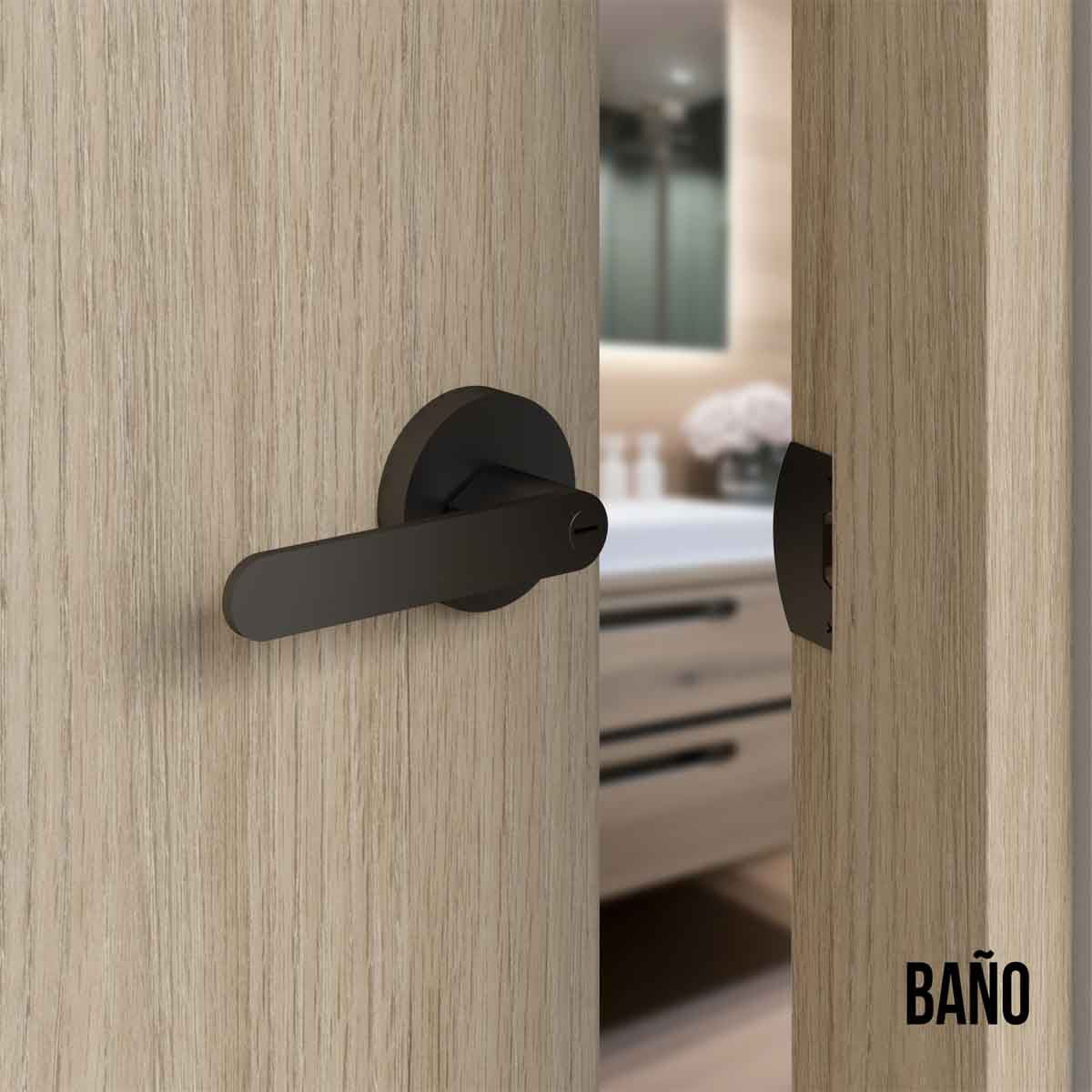 Cerradura chapa tubular premium palanca escudo redondo para puerta de paso - Image 13