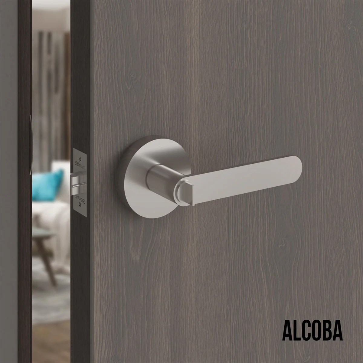 Cerradura chapa tubular premium palanca escudo redondo para puerta de paso - Image 2