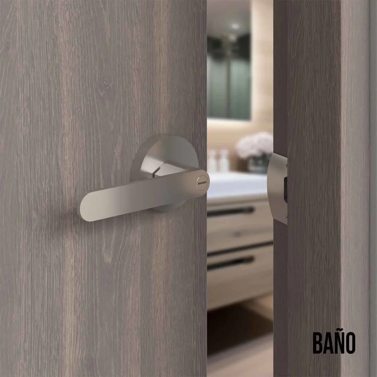 Cerradura chapa tubular premium palanca escudo redondo para puerta de paso - Image 4