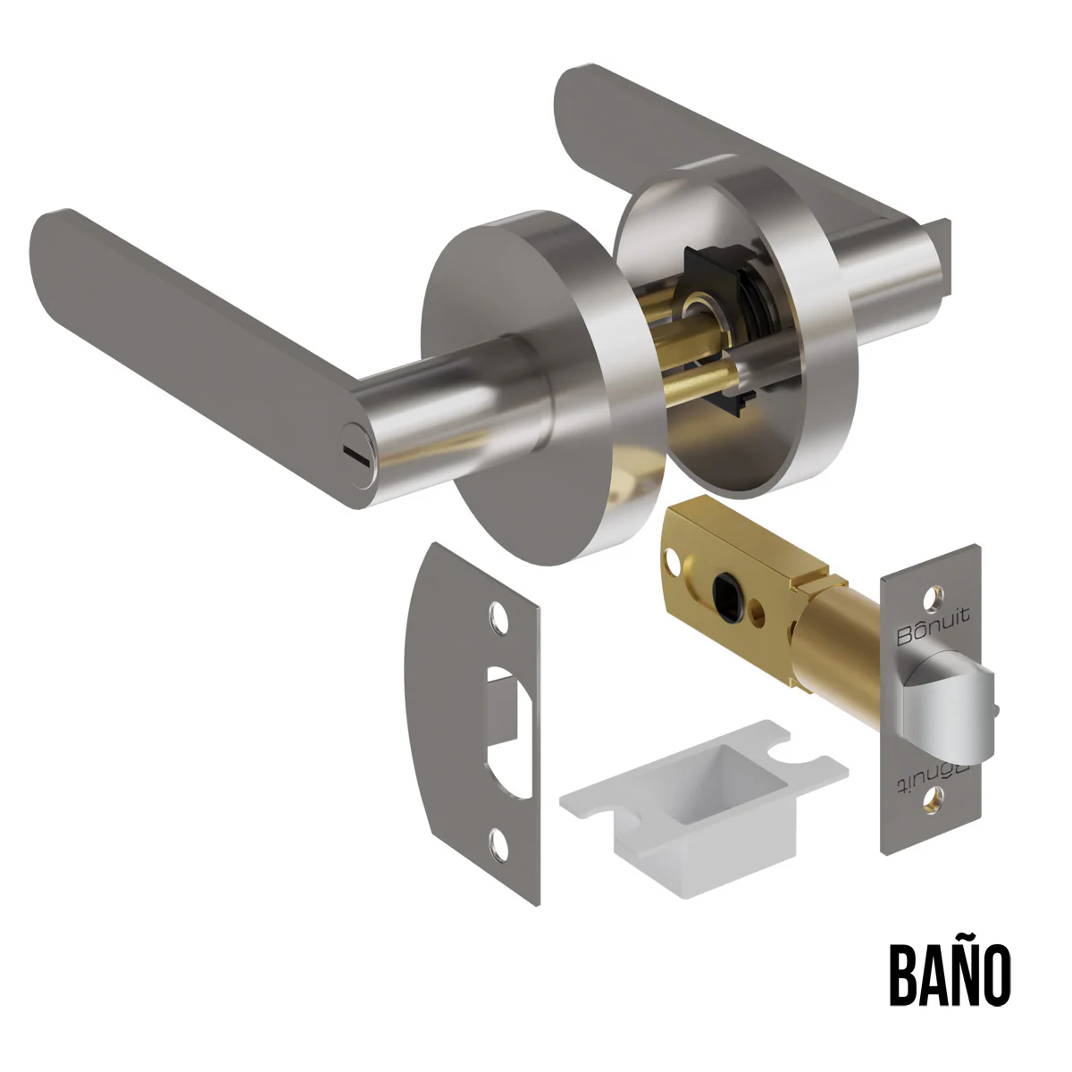 Cerradura chapa tubular premium palanca escudo redondo para puerta de paso - Image 6