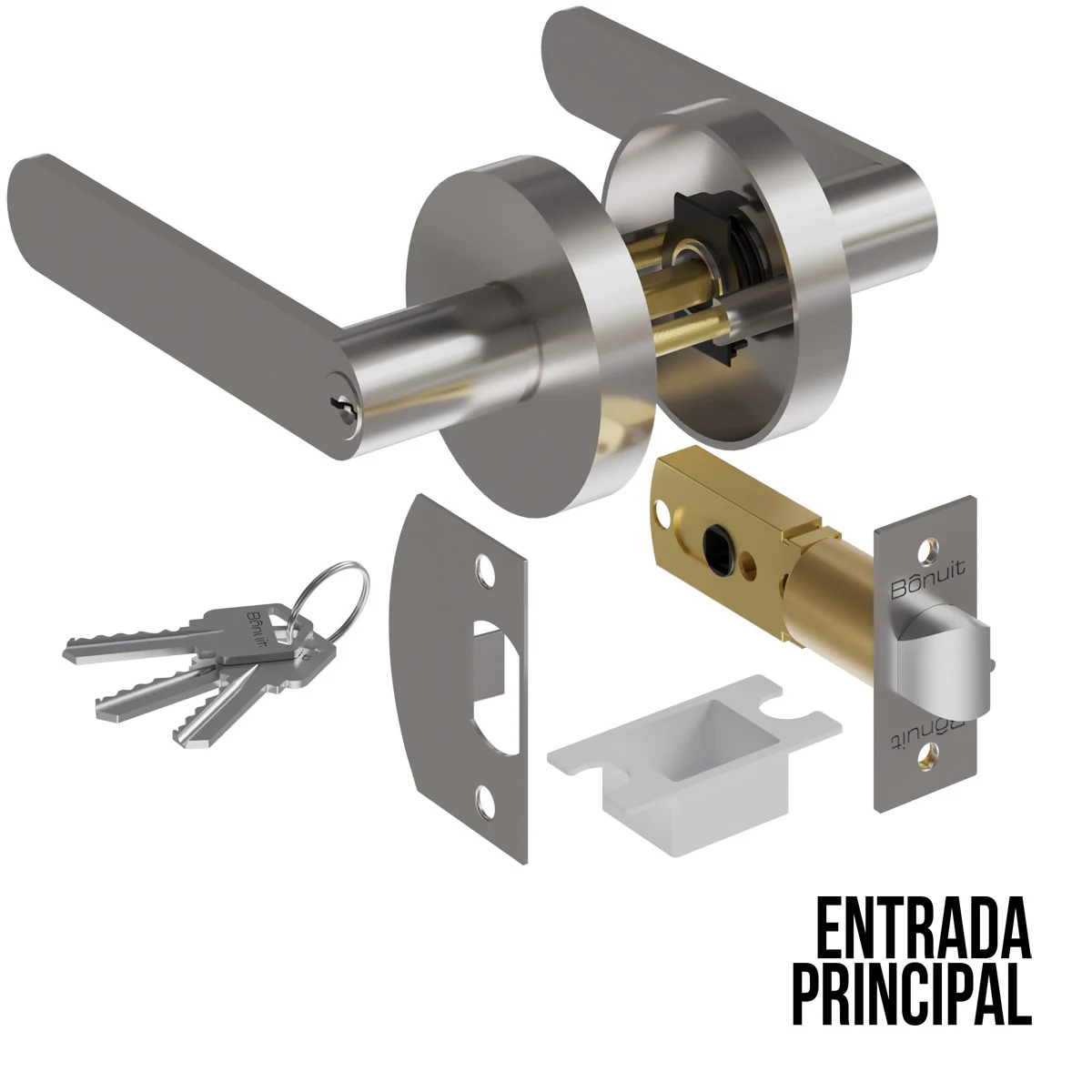 Cerradura chapa tubular premium palanca escudo redondo para puerta de paso - Image 9