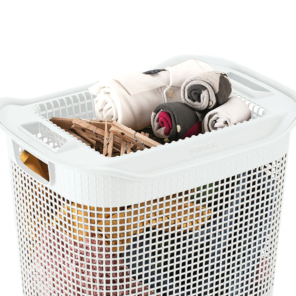 Cesta para ropa linum con tejido premium blanco marca Rimax - Image 2