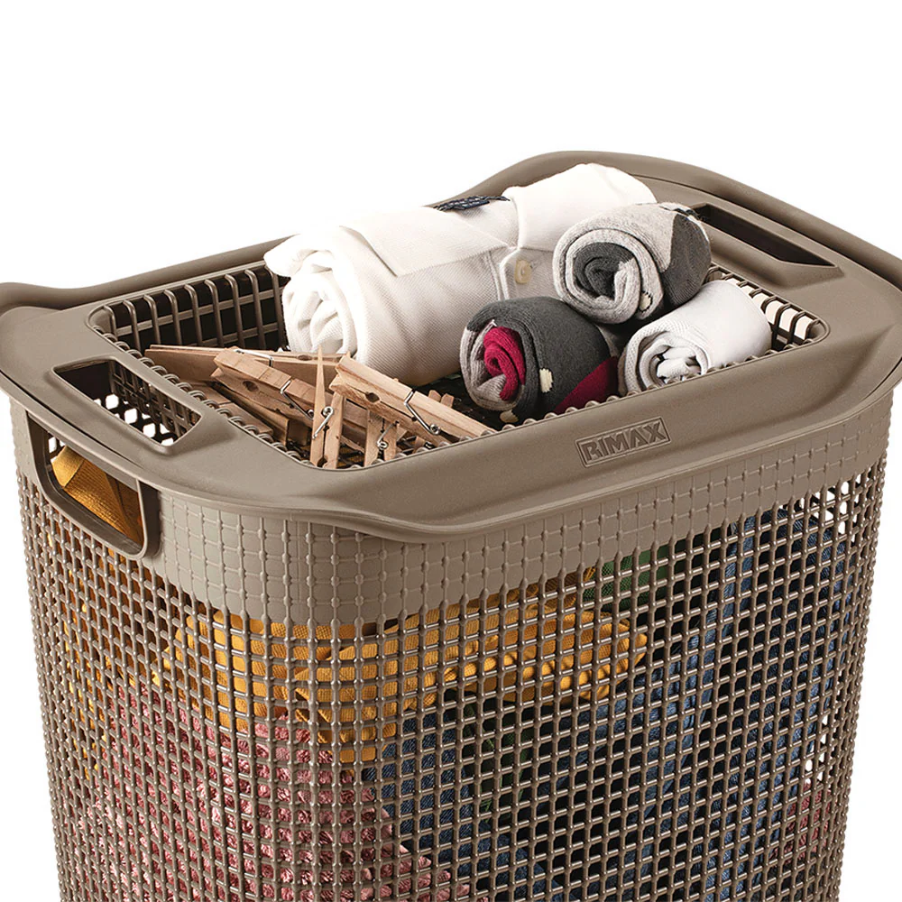 Cesta para ropa linum con tejido premium mocca marca Rimax - Image 2