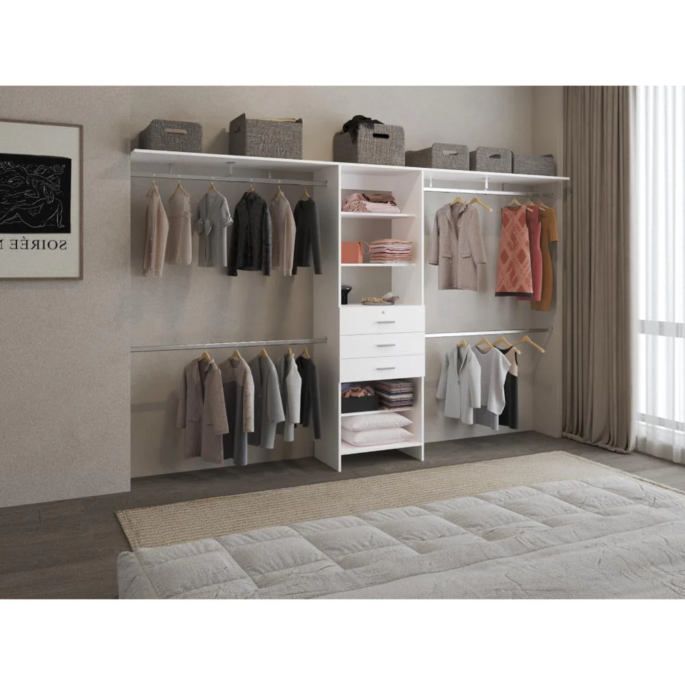 Closet Abierto Leda, Blanco, Con Cuatro Tubos Cromados ZF - Image 2