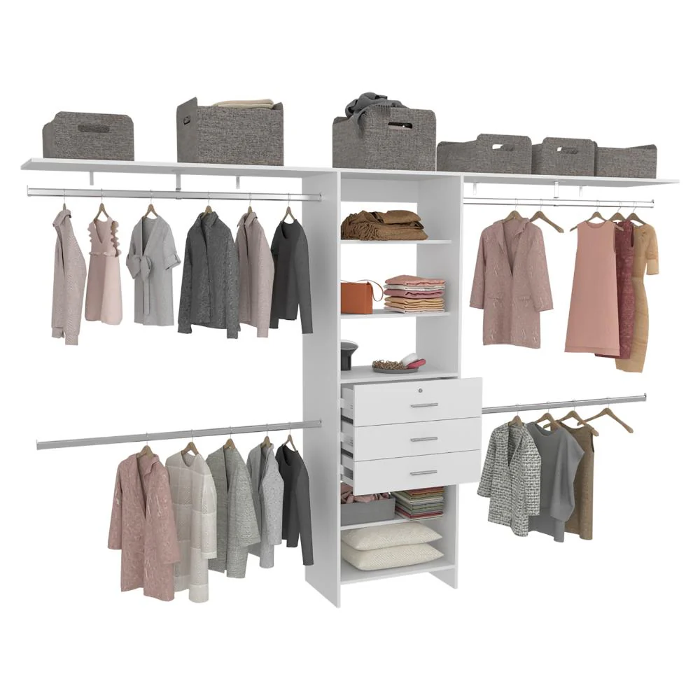 Closet Abierto Leda, Blanco, Con Cuatro Tubos Cromados ZF - Image 3