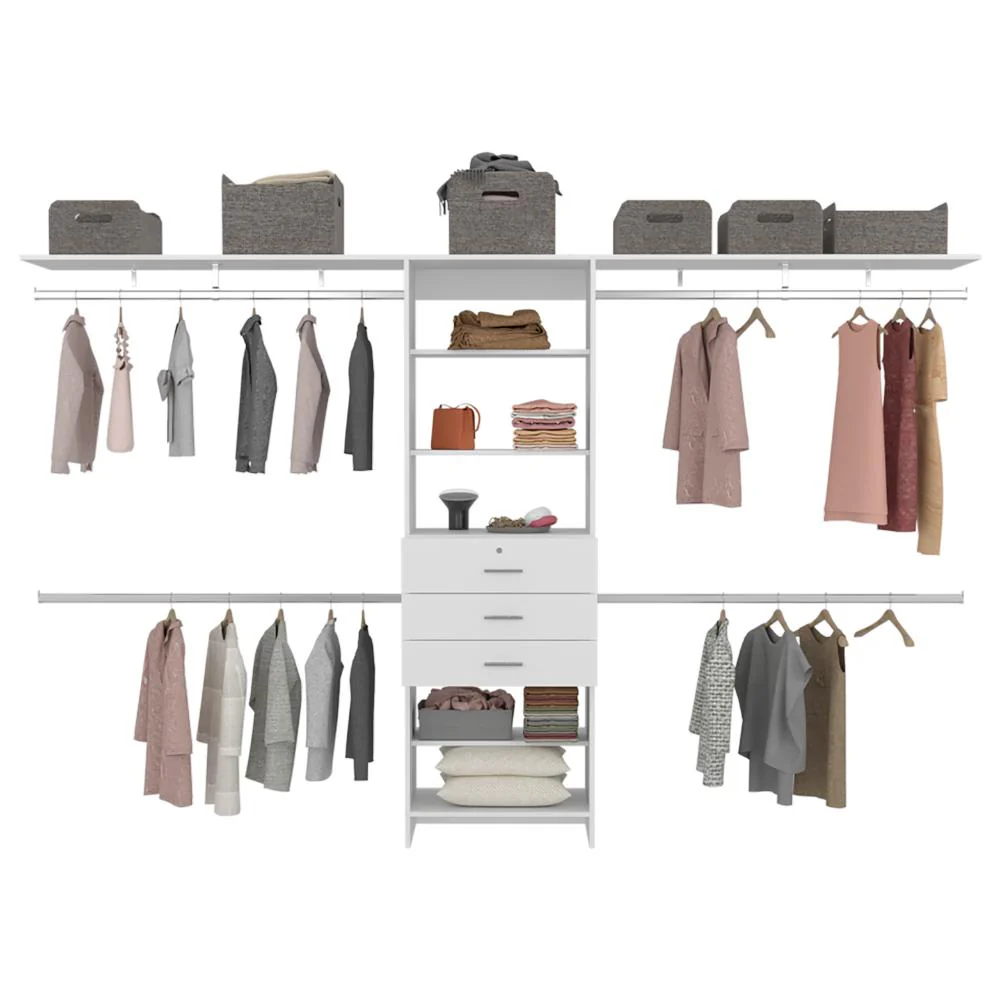 Closet Abierto Leda, Blanco, Con Cuatro Tubos Cromados ZF - Image 4