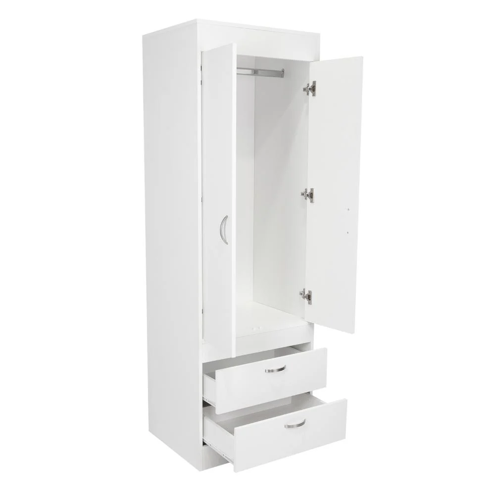 Closet Agata, Blanco, con Dos Cajones y Tubo Cromado Para Colgar Ropa ZF - Image 6