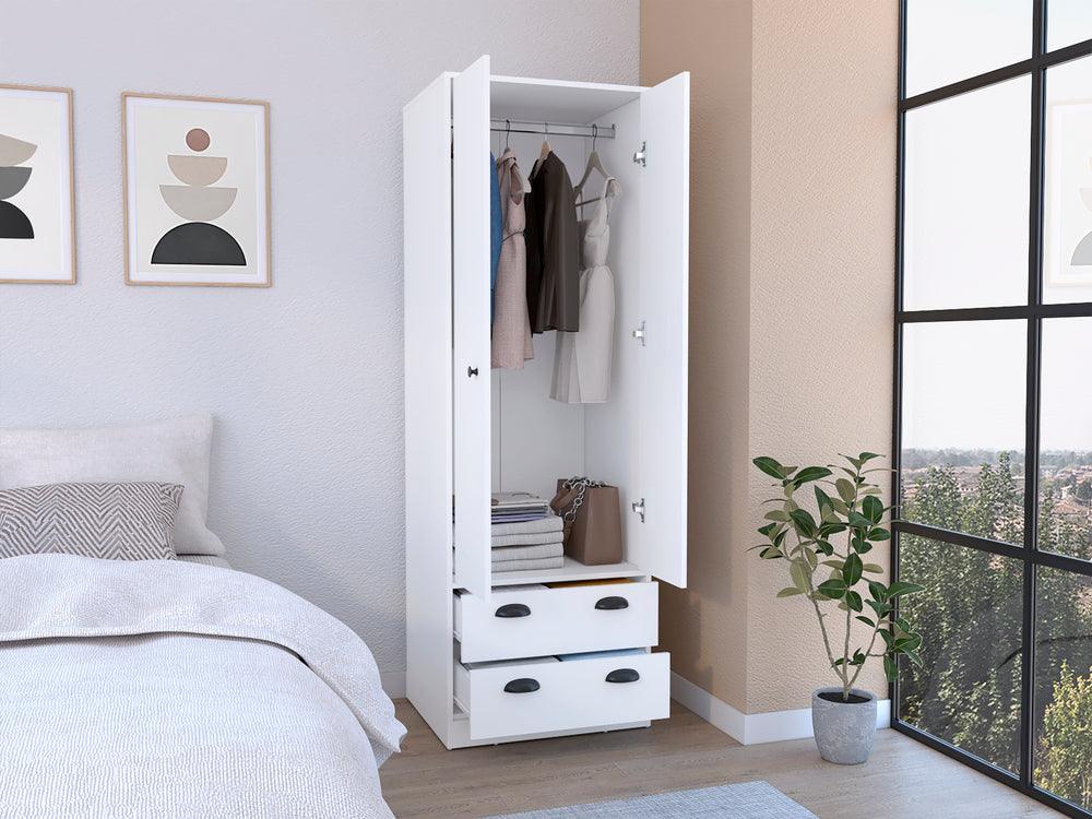 Closet Agata, Blanco Duqueza, Con Dos Cajones y Tubo Cromado ZF - Image 3