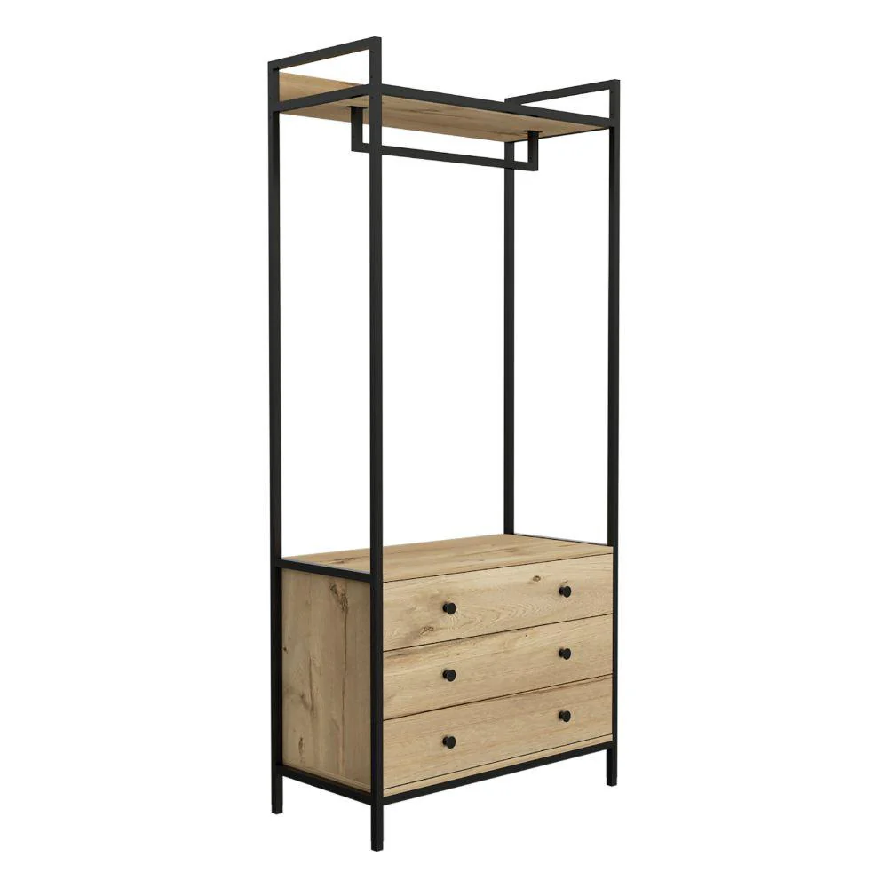 Closet Alma, Café Claro, con 3 Cajones Inferiores ZF - Image 5