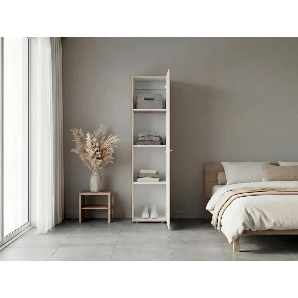 Closet Alma, Fresno Europeo Y Blanco, Una puerta abatible y entrepaños para guardar ropa ZF - Image 6