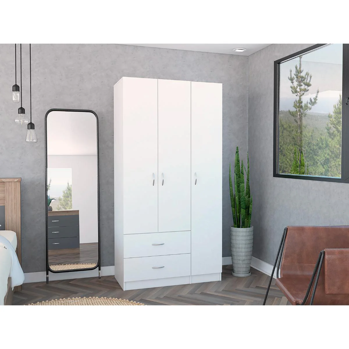 Closet América, Blanco, con Dos Cajones y Variedad de Entrepaños - Image 3