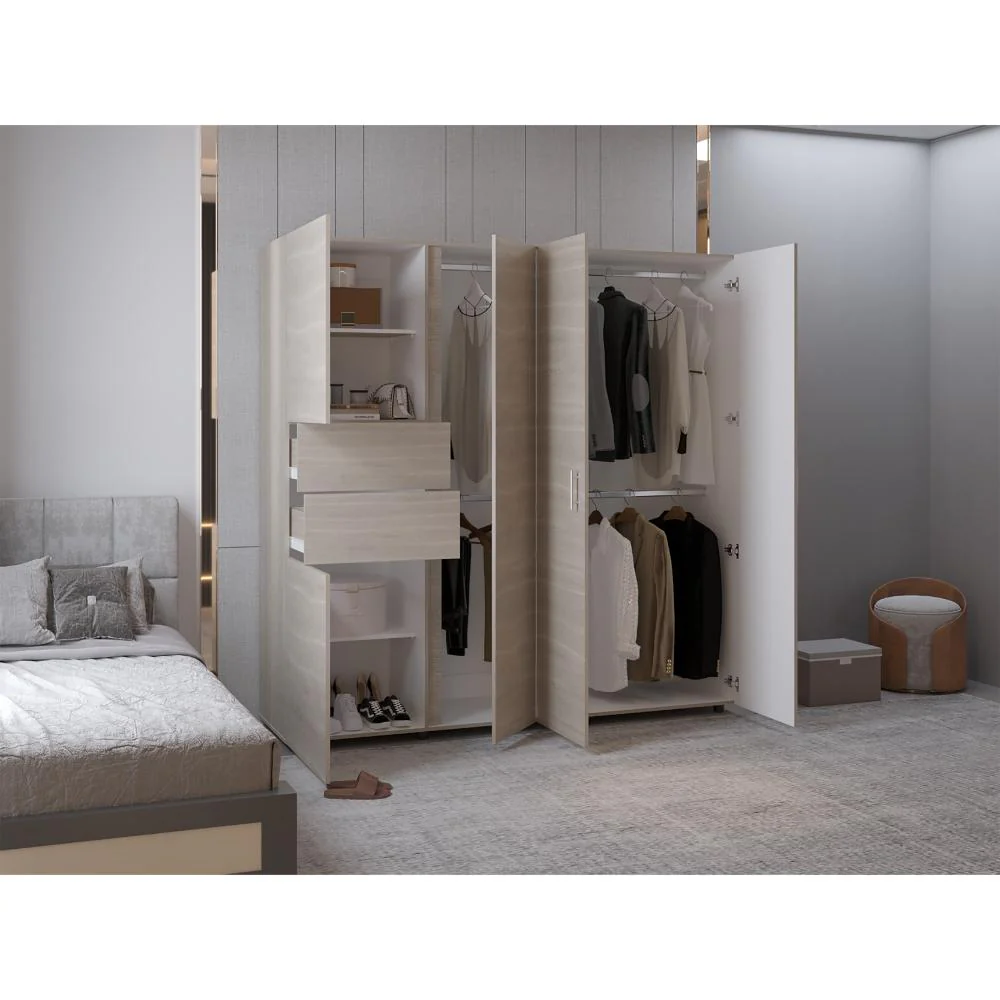 Closet Antalya 200x200, Positano y Blanco, Con Cinco Puertas Abatibles - Image 6