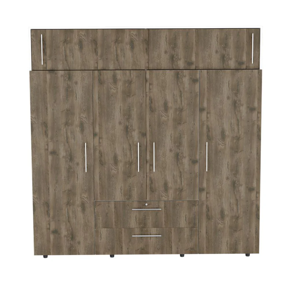 Closet Babel, Avellana y Blanco, con Cuatro Puertas Abatibles y Cuatro Cajones Multiusos - Image 3