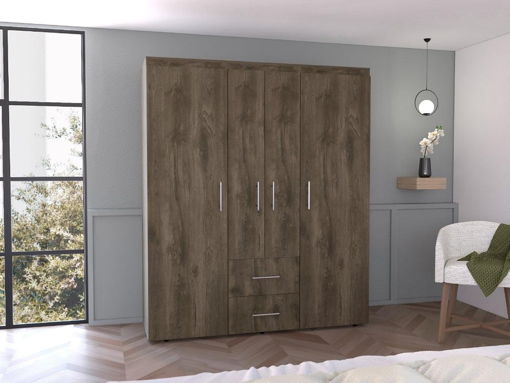 Closet Bariloche Bombay Eco, Avellana y Blanco, Con Variedad De Entrepaños y Cuatro Puertas Abatibles - Image 3