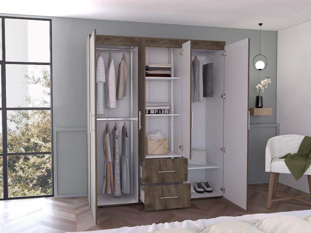 Closet Bariloche Bombay Eco, Avellana y Blanco, Con Variedad De Entrepaños y Cuatro Puertas Abatibles - Image 4