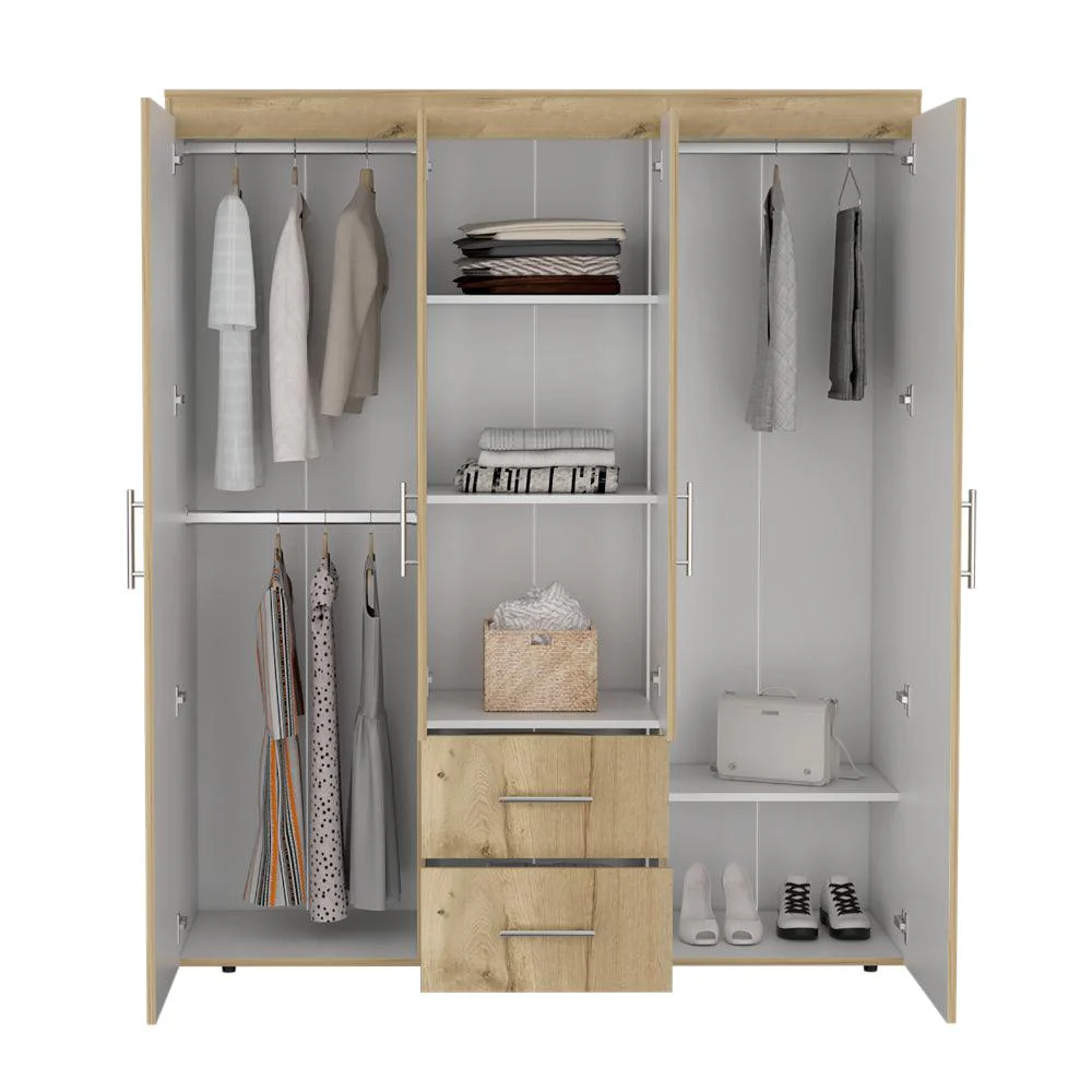 Closet Bariloche Bombay Eco, Café Claro y Blanco, con Variedad de Entrepaños y Cuatro Puertas Abatibles - Image 2