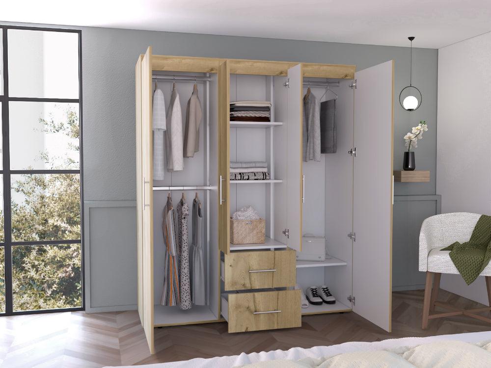 Closet Bariloche Bombay Eco, Café Claro y Blanco, con Variedad de Entrepaños y Cuatro Puertas Abatibles - Image 4