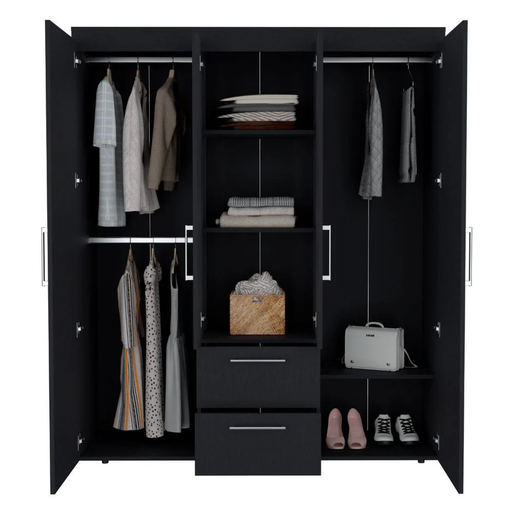 Closet Bariloche Bombay Eco, Wengue, Con Variedad De Entrepaños y Cuatro Puertas Abatibles ZF - Image 4