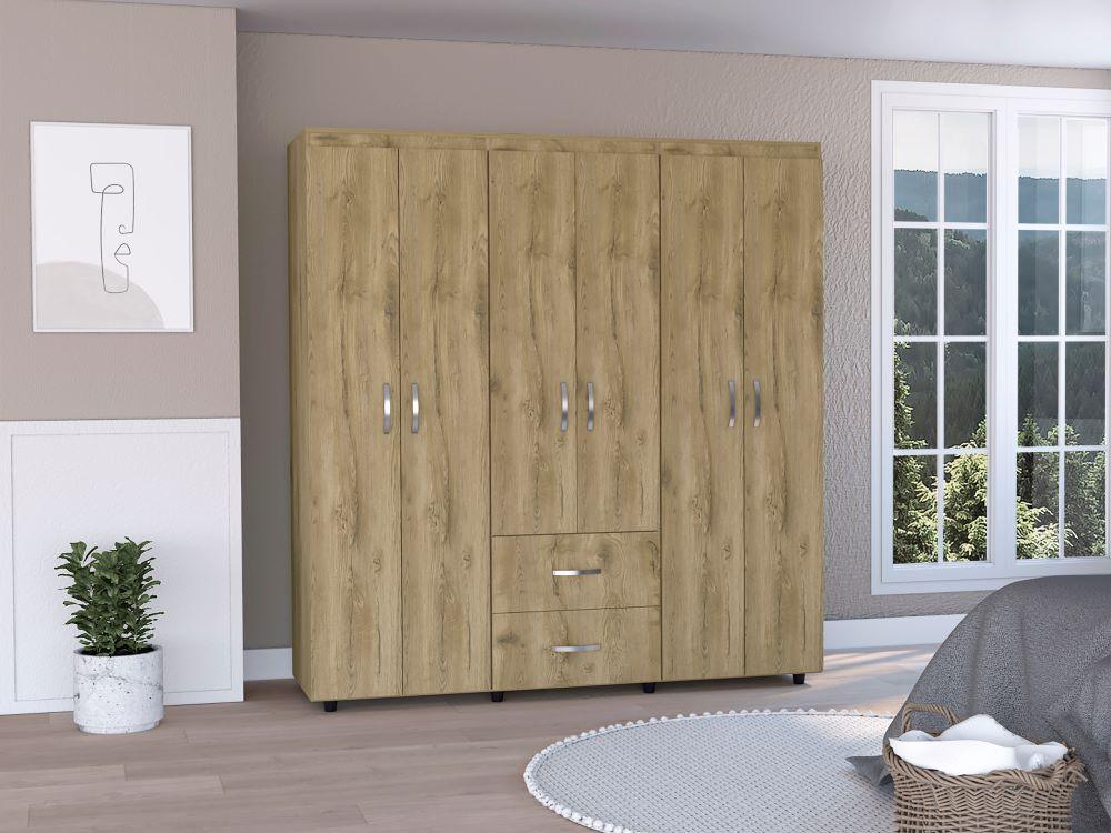 Closet Bariloche Bombay, Macadamia y Blanco, Variedad de Entrepaños y Seis Puertas Abatibles - Image 4
