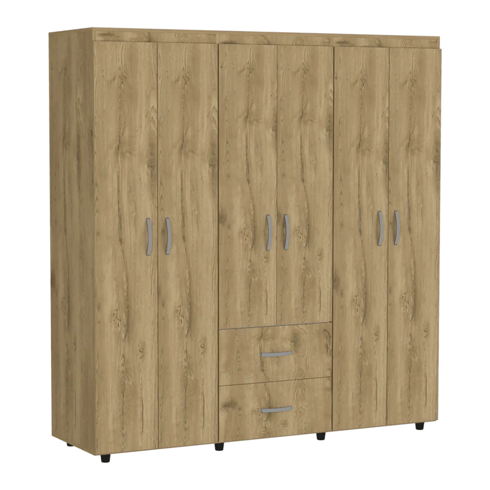 Closet Bariloche Bombay, Macadamia y Blanco, Variedad de Entrepaños y Seis Puertas Abatibles - Image 5
