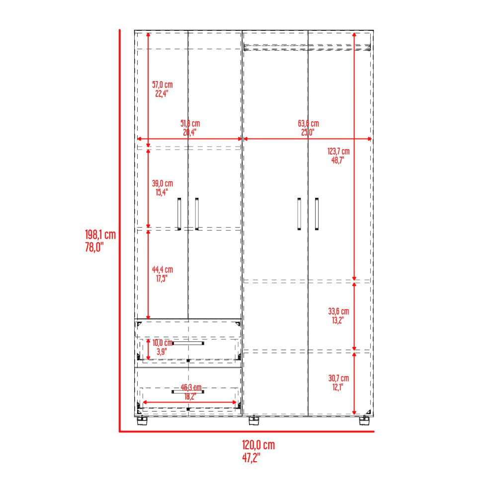 Closet Barin 120, Wengue, Con Cajones De Gran Capacidad Para Su Almacenamiento - Image 9