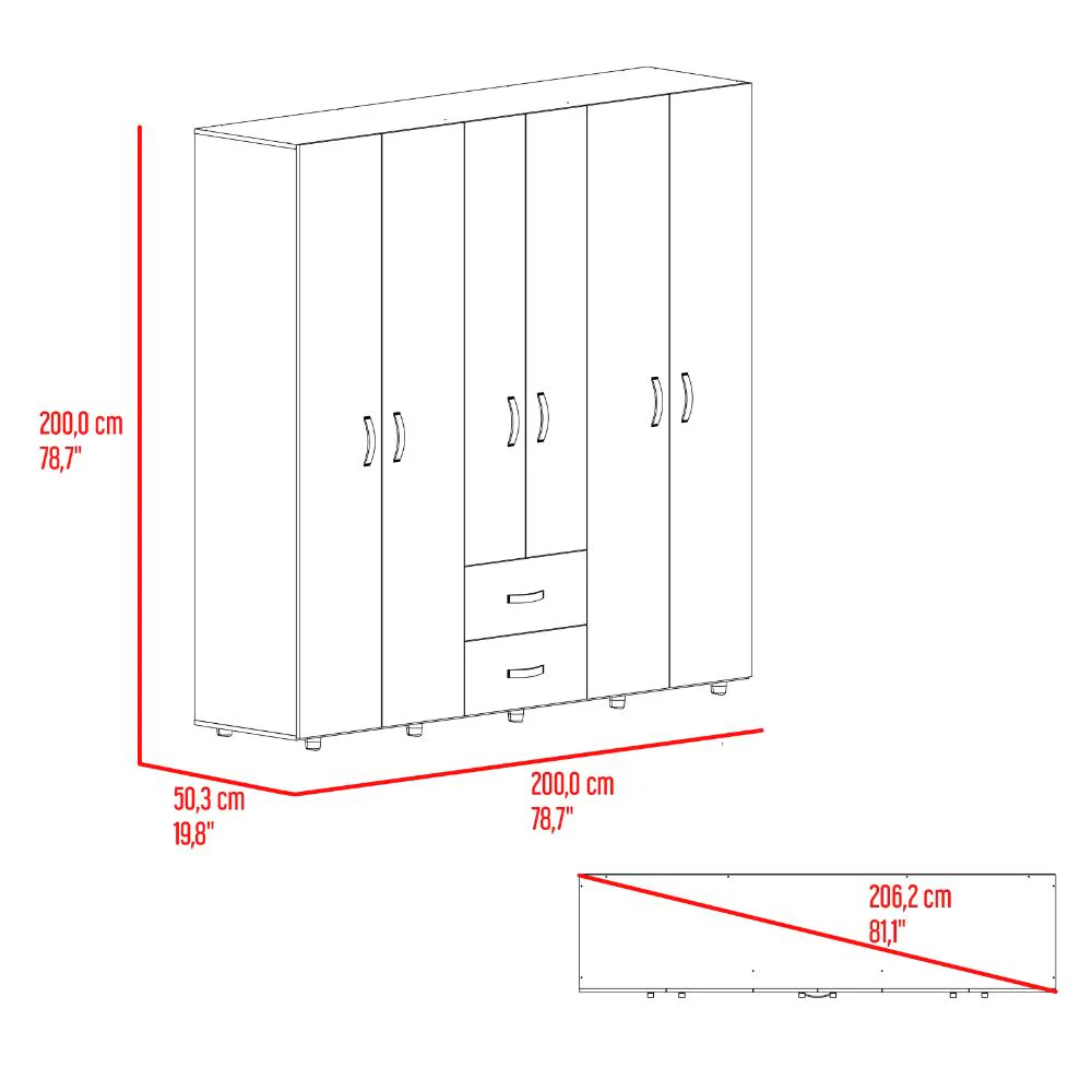 Closet Barin 200, Fresno Europeo y Wengue, Con Seis Puertas Abatibles - Image 7
