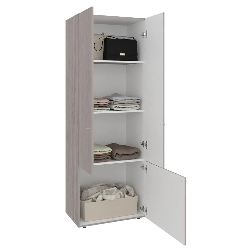 Closet Beico II, Positano y Blanco Duqueza, Con tres puertas abatibles y cuatro entrepaños - Image 2