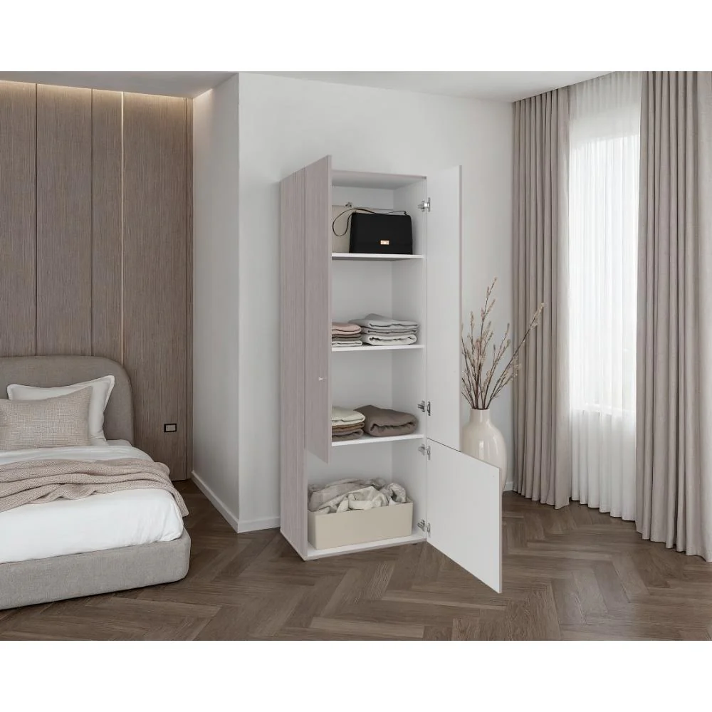 Closet Beico II, Positano y Blanco Duqueza, Con tres puertas abatibles y cuatro entrepaños - Image 6