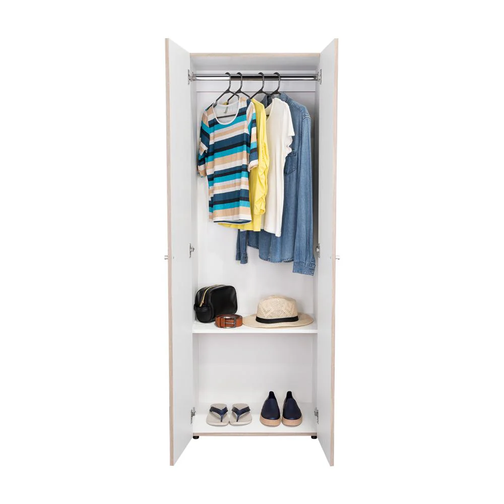 Closet Beico, Positano y Blanco Duqueza, Con Dos Puertas Abatibles y Un Tubo Cromado - Image 4