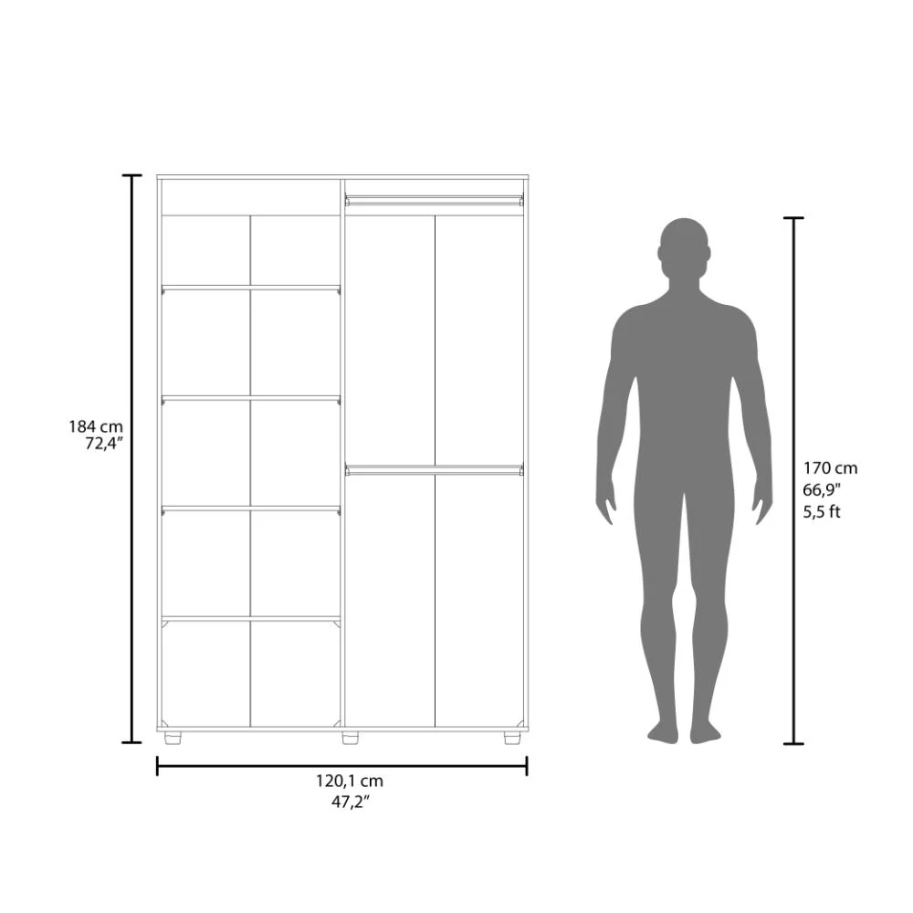 Closet Eco, Milan y Blanco, Pequeño Con Amplios Espacios Para guardar Ropa ZF - Image 7