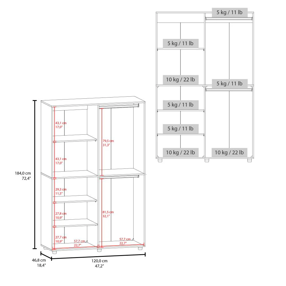 Closet Econo, Blanco Duqueza, Pequeño con amplios espacios para guardar ropa ZF - Image 7