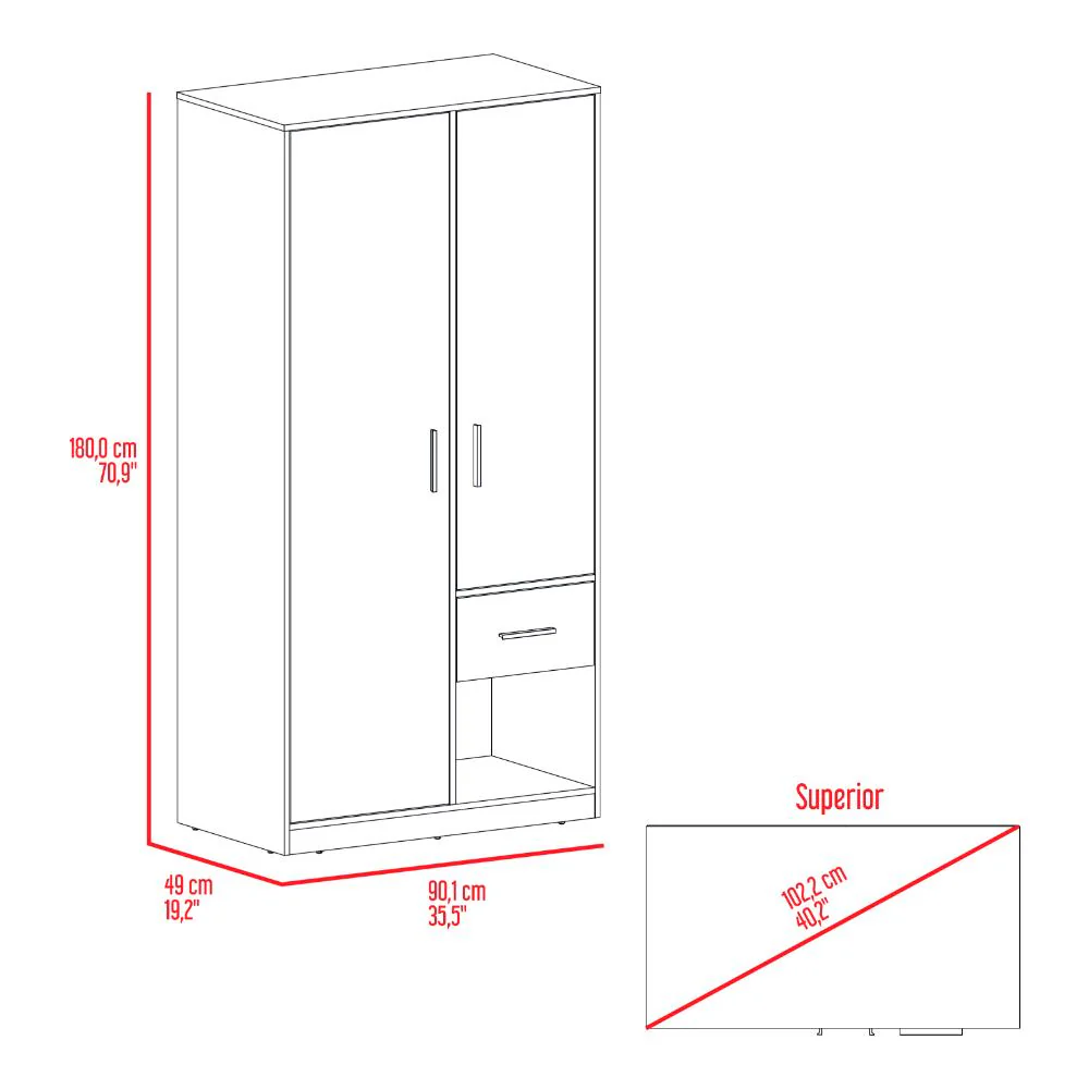 Closet Giroa, Plata Oscuro y Fresno Europeo, Con Dos Puertas Abatibles - Image 18