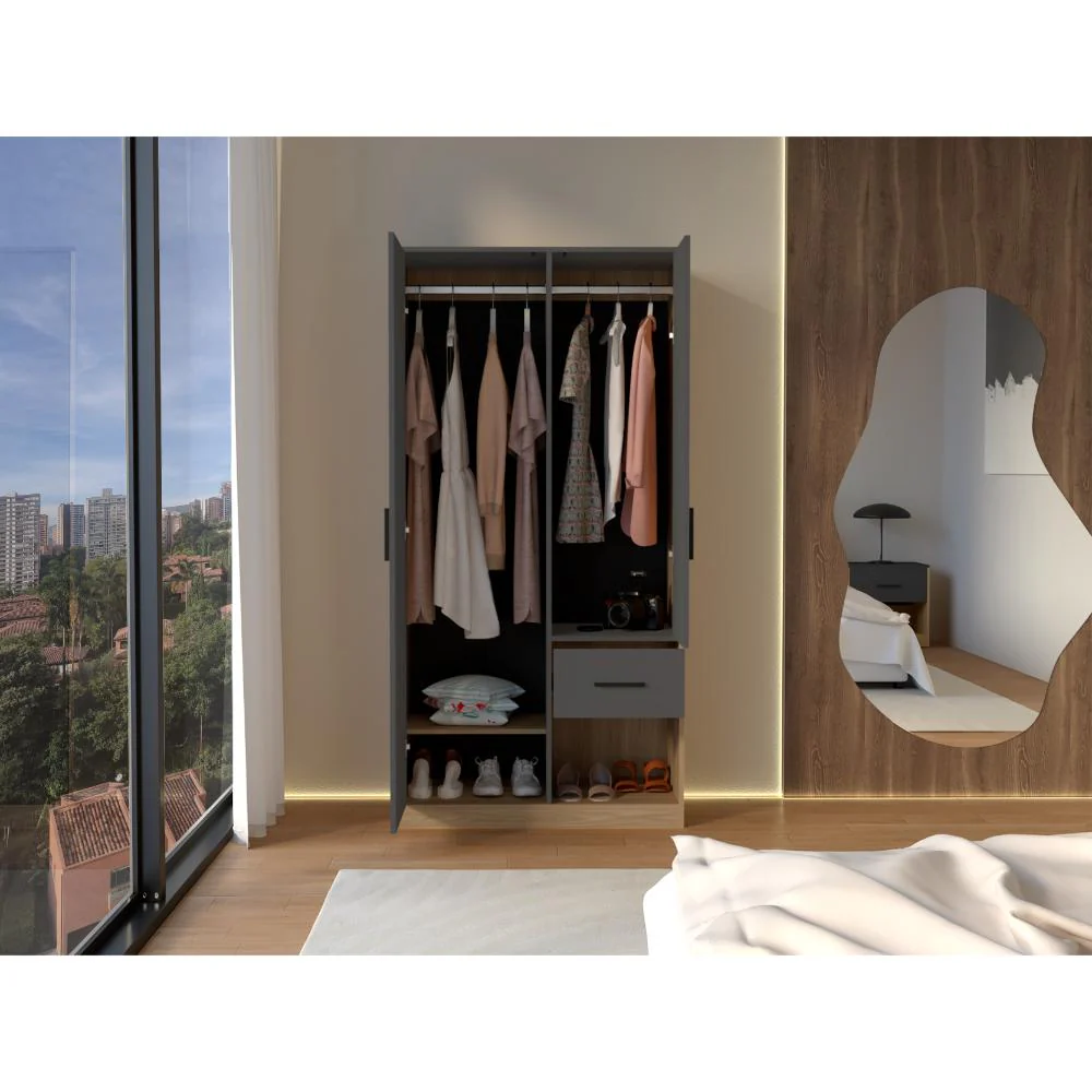 Closet Giroa, Plata Oscuro y Fresno Europeo, Con Dos Puertas Abatibles - Image 6