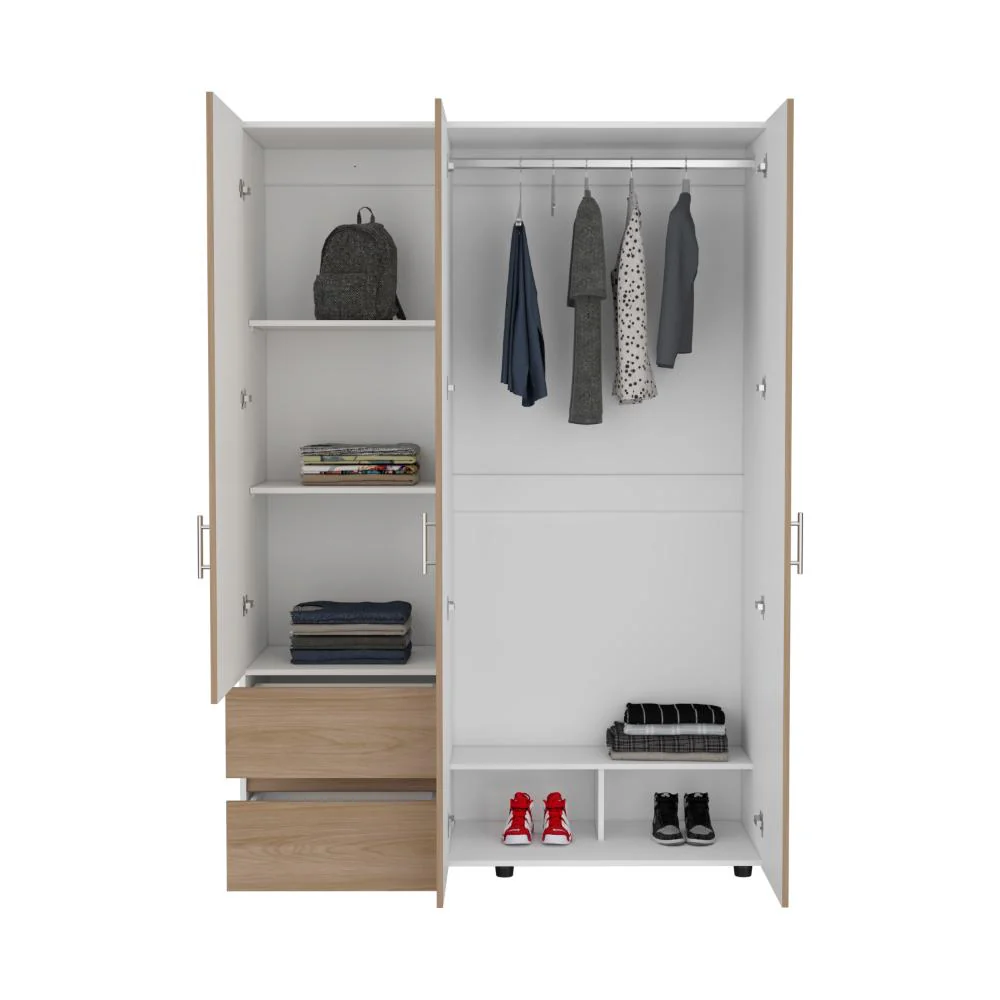 Closet Light 140, Fresno Europeo y Blanco, con tres puertas abatibles - Image 4