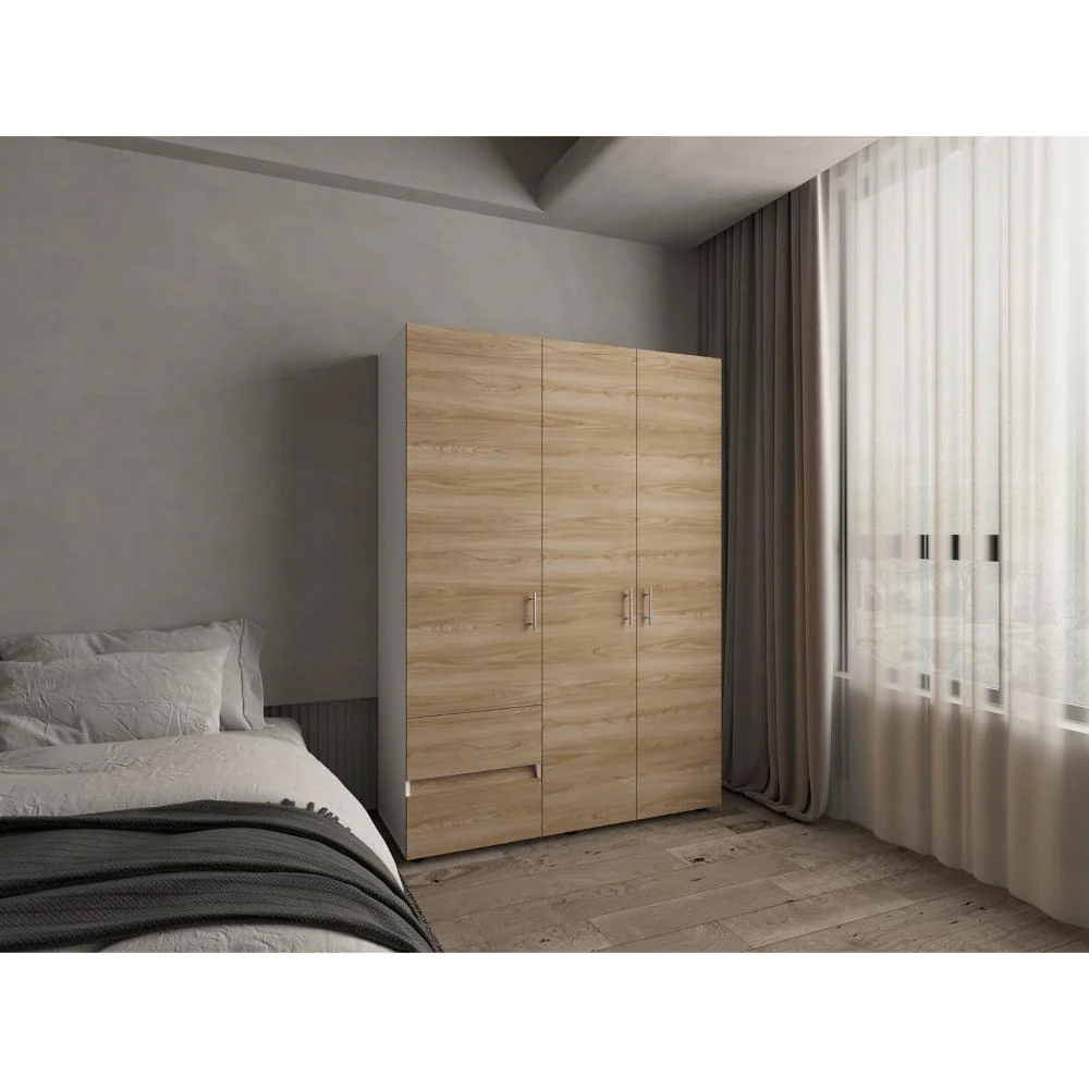 Closet Light 140, Fresno Europeo y Blanco, con tres puertas abatibles - Image 5
