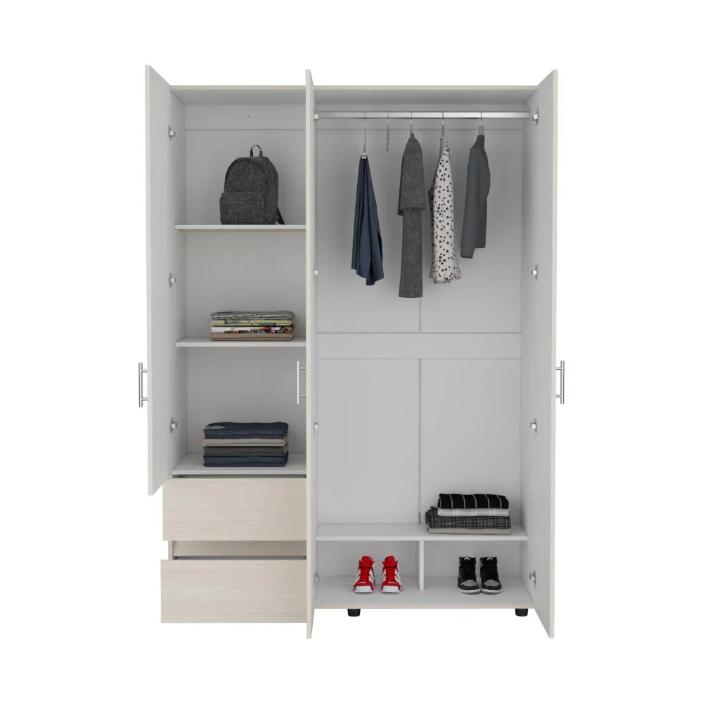 Closet Light 140, Nevado y Blanco, con Tres Puertas Abatibles - Image 6