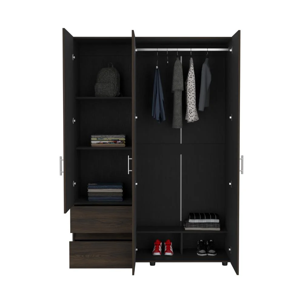Closet Light 140, Nogal y Wengue, Con Tres Puertas Abatibles - Image 4