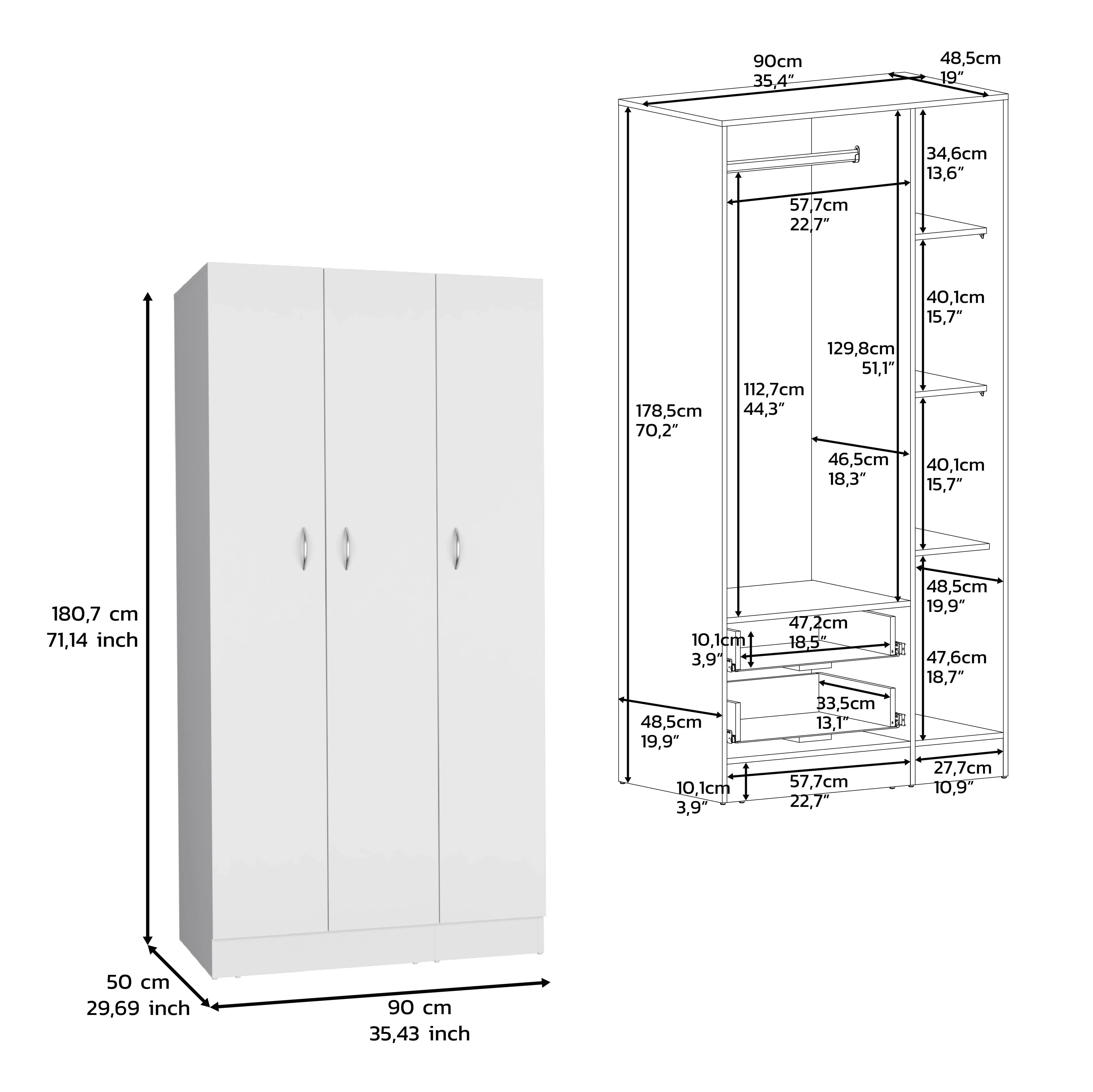Closet Orbe, Blanco Duqueza, con Dos Cajones, Cuatro Entrepaños y Tubo Cromado ZF - Image 6