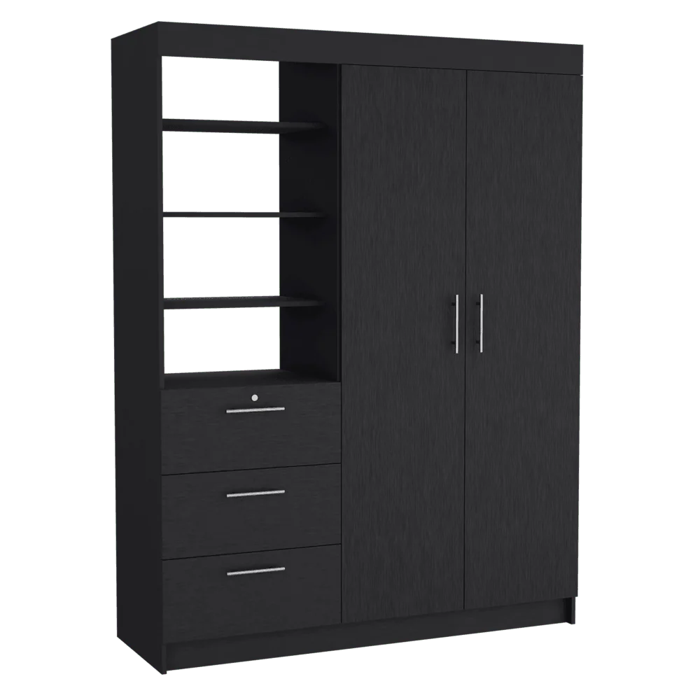 Closet Pekín, Wengue, Con Dos Puertas Abatibles y Tres Cajones Organizadores ZF - Image 5