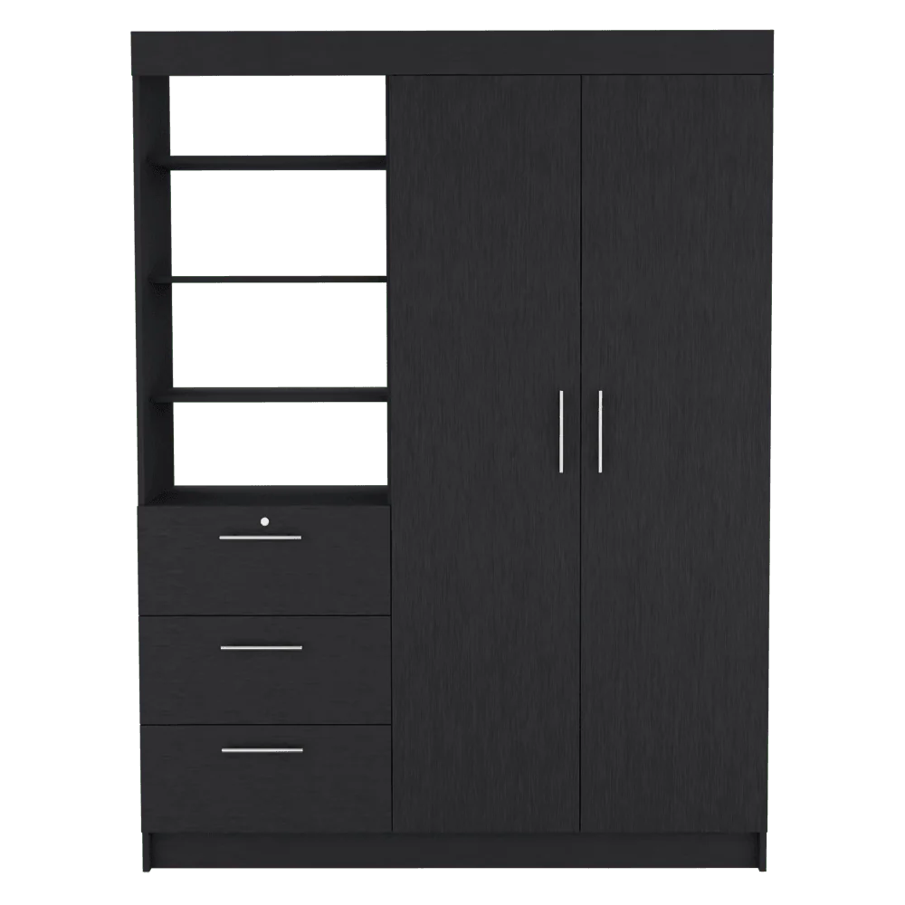 Closet Pekín, Wengue, Con Dos Puertas Abatibles y Tres Cajones Organizadores ZF - Image 6