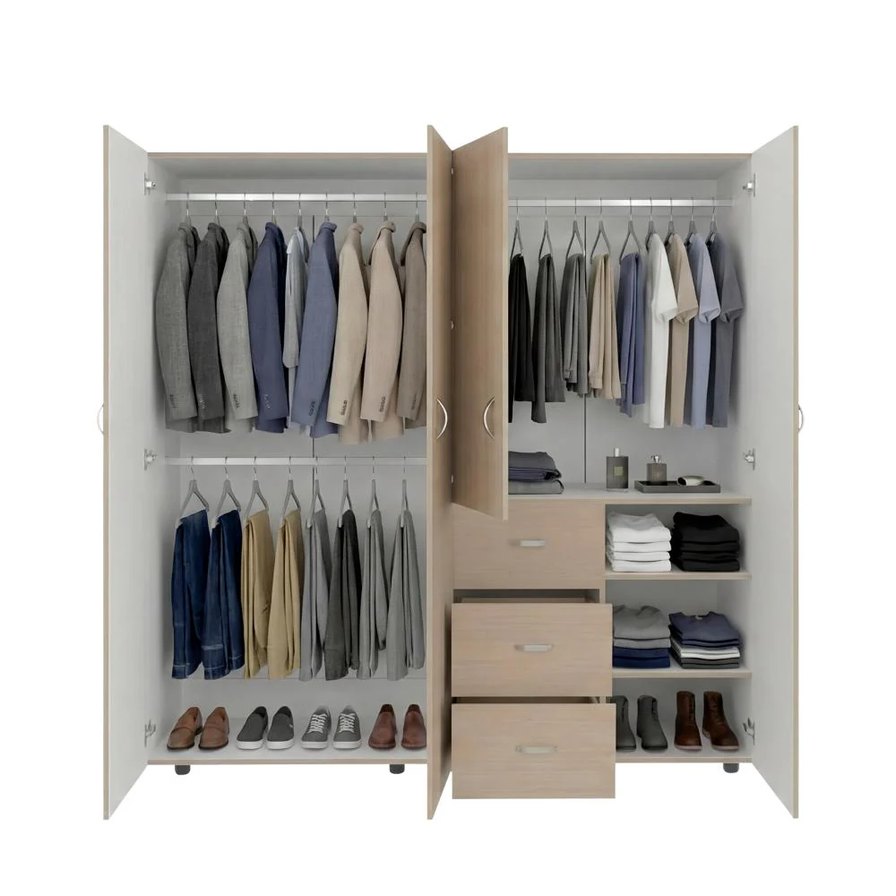 Closet Poche, Cartagena y Blanco, con Tres Cajones Multiusos y Cuatro Puertas Batientes - Image 4